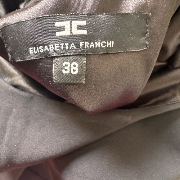 Elisabetta Franchi Bodycon Lace Up Back Cocktail Party Dress S Black Stretch Zip - Picture 10 of 16